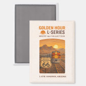 Aimant Train rétro Santa Fe Route 66 Kingman Art (Recto/Verso)