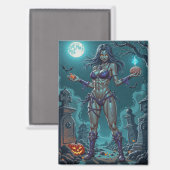Aimant Traite d'Halloween ou ami Zombie w Cerveau (Recto/Verso)