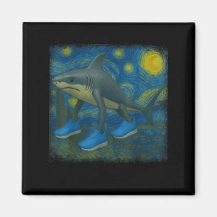 Aimant Tralalero Tralala Funny Shark Van Gogh Starry Nigh