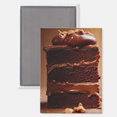 Aimant Tranche de gâteau au chocolat décadent (Recto/Verso)
