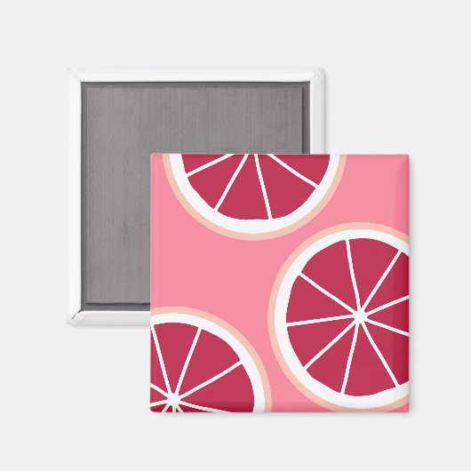 Aimant Tranches de pamplemousse rose (Recto/Verso)