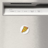 Aimant Tranches de pizza drôle et heureuse avec fromage e (In Situ (Lave-vaisselle))