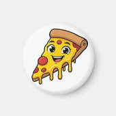 Aimant Tranches de pizza drôle et heureuse avec fromage e (Devant)