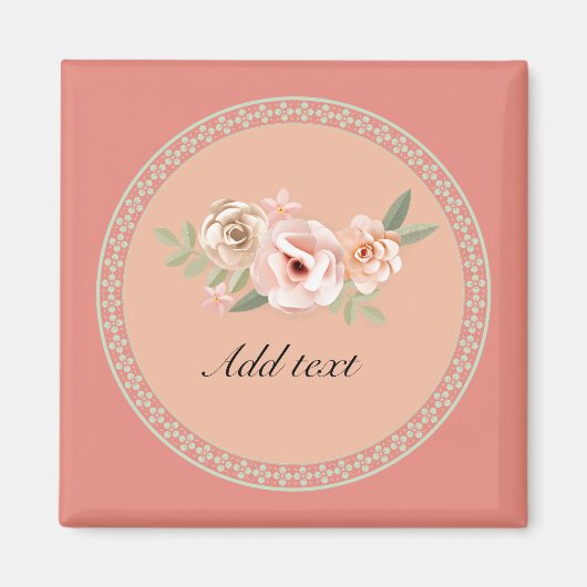 Aimant Tranquillité, belle décoration florale modèle, (Devant)