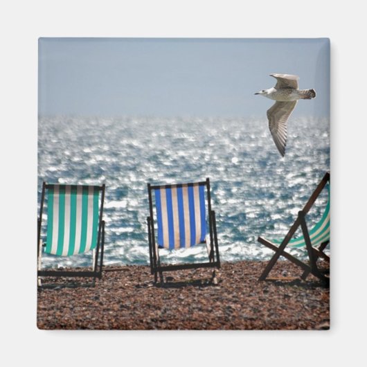 Aimant Transats en bord de mer et Seagull (Devant)