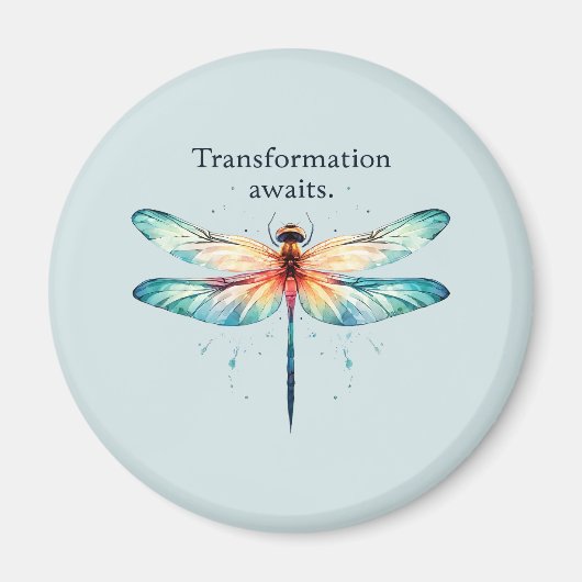 Aimant Transformation Attend - libellule colorée (Devant)