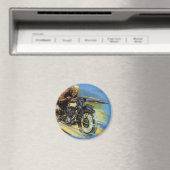 Aimant Transport Vintage voyage, Moto de course (In Situ (Lave-vaisselle))