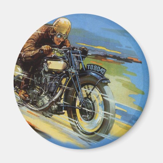 Aimant Transport Vintage voyage, Moto de course (Devant)