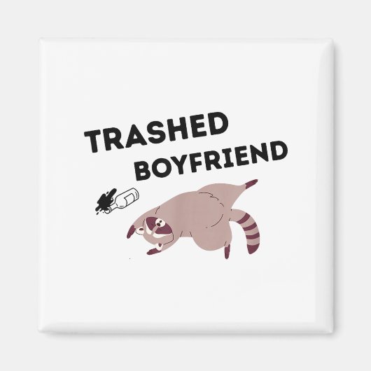 Aimant Trashed Boyfriend, Funny Trashed Panda Couples Pre (Devant)