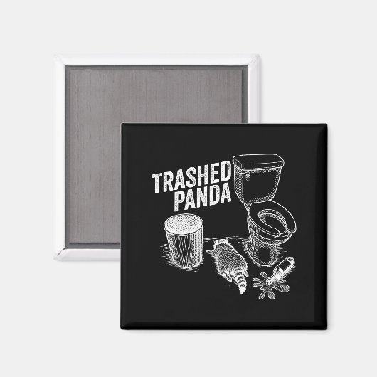 Aimant Trashed Panda Funny Drunk Racoon (Recto/Verso)