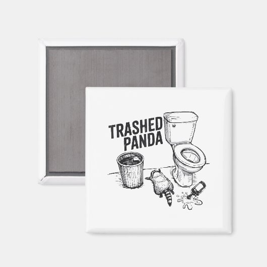Aimant Trashed Panda Funny Drunk Racoon (Recto/Verso)