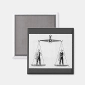 Aimant Travail vintage contre gestion, échelles de justic (Recto/Verso)