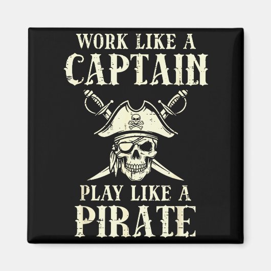 Aimant Travailler comme capitaine jouer comme tarif humou (Devant)