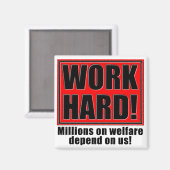 Aimant Travailler dur pour la protection sociale (Recto/Verso)