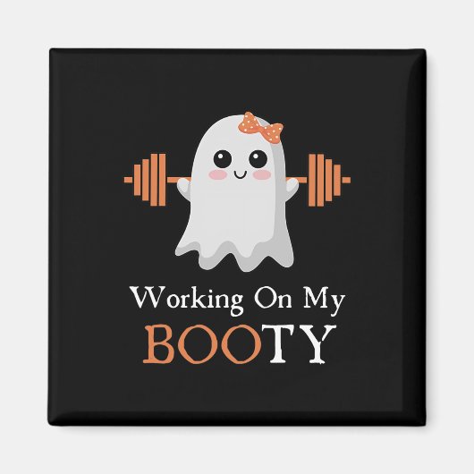 Aimant Travailler Mon Gros Boo-Ty Funny Halloween Gym Gho (Devant)