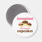Aimant Travaillera Pour Le Comptable Cupcakes (Recto/Verso)
