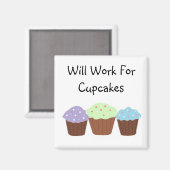 Aimant Travaillerai pour des Cupcakes (Recto/Verso)