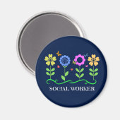 Aimant Travailleur social...Fleurs, Coeurs et Papillons (Recto/Verso)