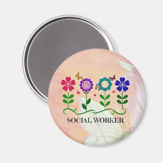 Aimant Travailleur social, Pastel Springtime Design, (Recto/Verso)