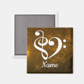 Aimant Treble Clef Bass Clef Heart Gold Nebula Customisé (Recto/Verso)