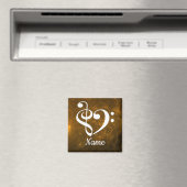 Aimant Treble Clef Bass Clef Heart Gold Nebula Customisé (In Situ (Lave-vaisselle))