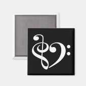 Aimant Treble Clef Bass Clef Heart Music Lover (Recto/Verso)