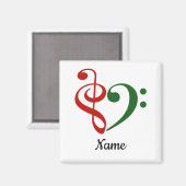 Aimant Treble Clef Bass Clef Heart Music Lover Customisé (Recto/Verso)