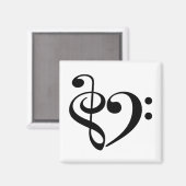 Aimant Treble Clef Bass Clef Heart Music Lover Customisé (Recto/Verso)