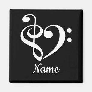 Aimant Treble Clef Bass Clef Heart Music Lover Customisé
