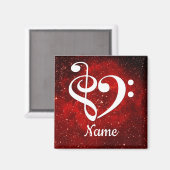 Aimant Treble Clef Bass Clef Heart Red Nebula Customisé (Recto/Verso)