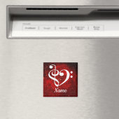 Aimant Treble Clef Bass Clef Heart Red Nebula Customisé (In Situ (Lave-vaisselle))