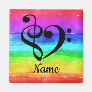 Aimant Treble Clef Bass Clef Music Coeur Customisé