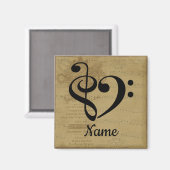 Aimant Treble Clef Bass Clef Music Coeur Customisé (Recto/Verso)