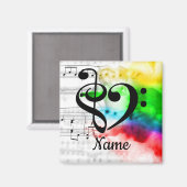 Aimant Treble Clef Bass Clef Music Coeur Customisé (Recto/Verso)
