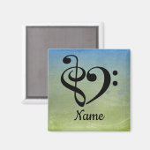 Aimant Treble Clef Bass Clef Music Coeur Customisé (Recto/Verso)