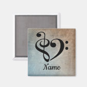 Aimant Treble Clef Bass Clef Music Coeur Customisé (Recto/Verso)