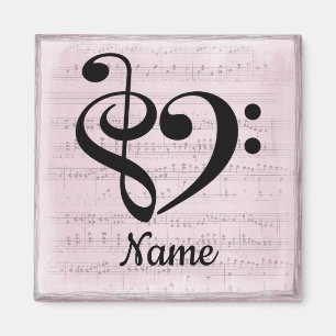Aimant Treble Clef Bass Clef Music Coeur Customisé