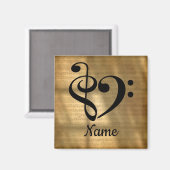 Aimant Treble Clef Bass Clef Music Coeur Customisé (Recto/Verso)