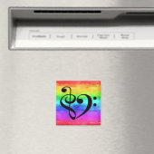 Aimant Treble Clef Bass Clef Musical Heart Rainbow Stripe (In Situ (Lave-vaisselle))