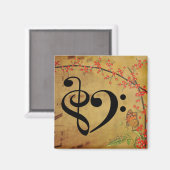 Aimant Treble Clef Bass Clef Musical Heart Sheet Musique (Recto/Verso)