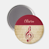 Aimant Treble Clef musique Vintage (Recto/Verso)