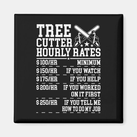 Aimant Tree Cutter Hourly Rate Funny Lumberjack Arborist (Devant)