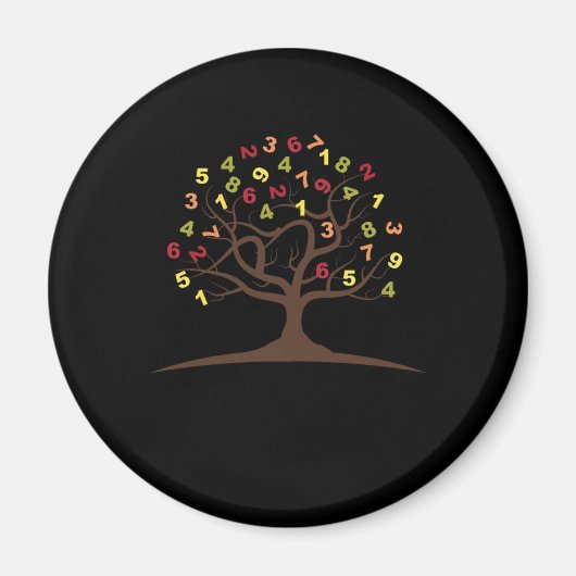 Aimant Tree Number Mathematics School Cadeau Nerd (Devant)