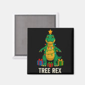 Aimant Tree Rex Funny Dinosaur Christmas (Recto/Verso)