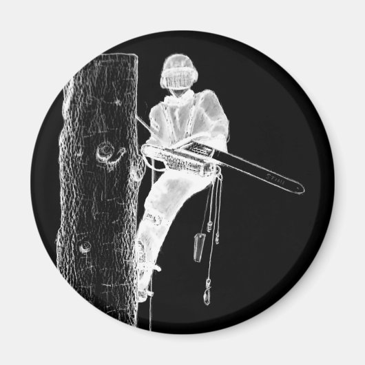 Aimant Tree Surgeon Arborist at work present Chainsaw (Devant)