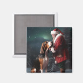 Aimant Treeing Walker Coonhound Père Noël Noël (Recto/Verso)