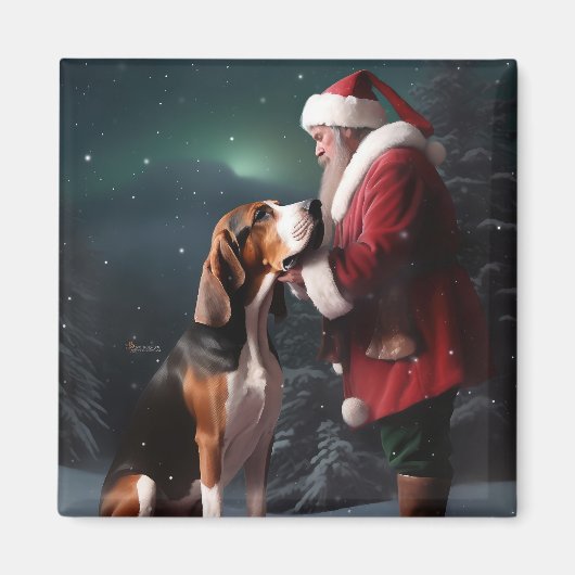 Aimant Treeing Walker Coonhound Père Noël Noël (Devant)