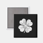 Aimant Trèfle blanc drôle à 4 feuilles Saint-Patrick (Recto/Verso)