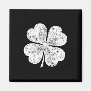 Aimant Trèfle blanc drôle à 4 feuilles Saint-Patrick