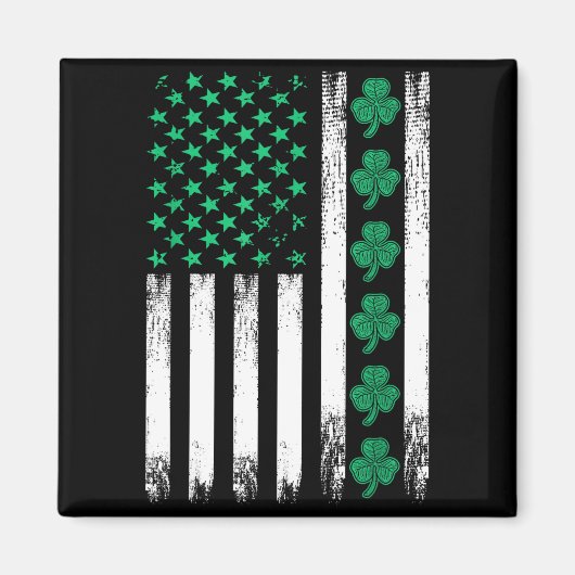 Aimant Trèfles Drapeau Américain Irlandais St Patrick Sha (Devant)